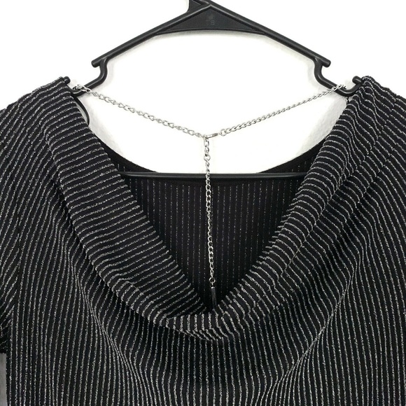 Michael Kors Black Metallic Stripe Cowl Back Dress - Picture 8 of 9